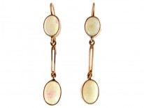 Edwardian Opal 9ct Gold Drop Earrings