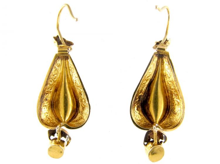 Victorian Garnet & Crystal 15ct Gold Teardrop Earrings