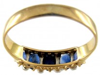 Sapphire & Rose Diamond Five Stone Ring