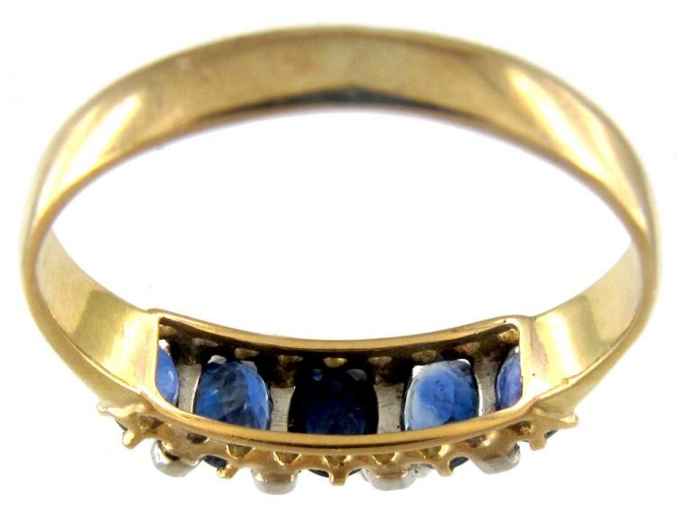 Sapphire & Rose Diamond Five Stone Ring