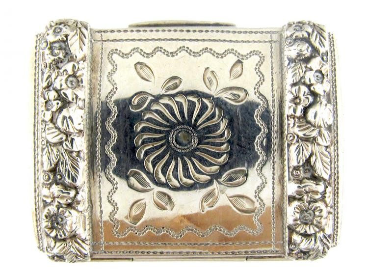 Georgian Silver Engraved & Repousse Vinaigrette
