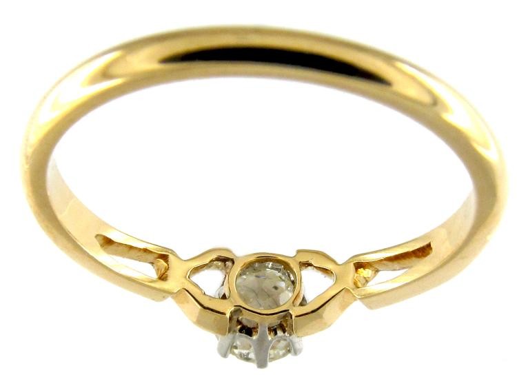 Single Stone Diamond Yellow Gold Solitaire Ring of Geometric Design