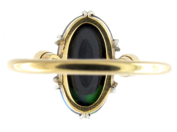 Art Deco Black Opal & Diamond Ring