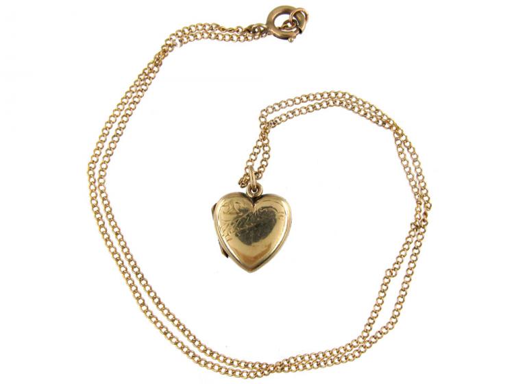 Gold Heart Locket on Chain (781D) | The Antique Jewellery Company