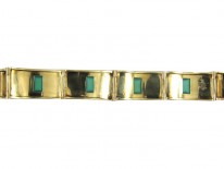 Art Deco 14ct Gold, Green Chrysoprase Bracelet