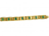 Art Deco 14ct Gold, Green Chrysoprase Bracelet