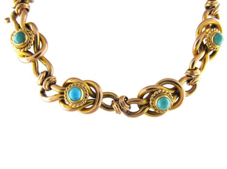 9ct Gold Victorian Bracelet Set with Turquoise