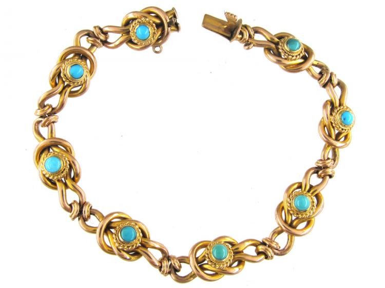 9ct Gold Victorian Bracelet Set with Turquoise