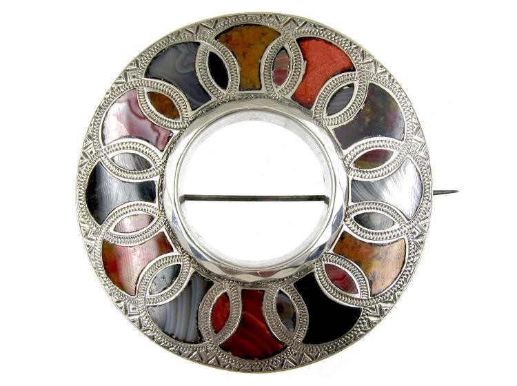 Scottish Victorian Silver & Agate Brooch