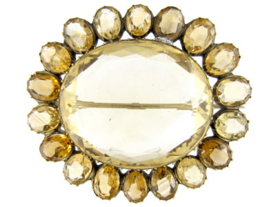 Victorian Silver Gilt Citrine Brooch
