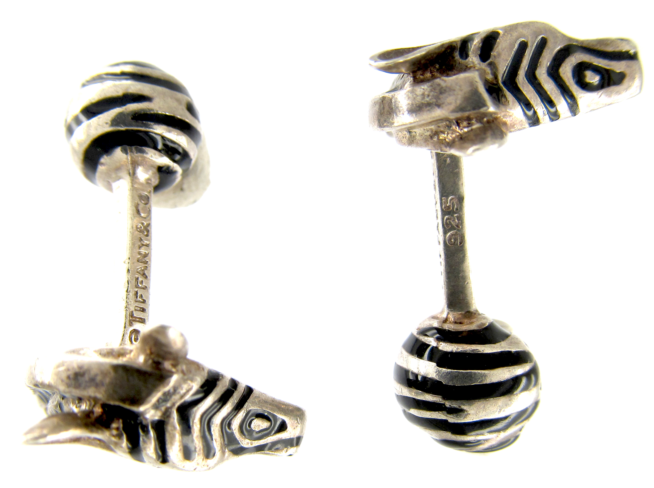 Boutons De Manchette Vintage Mason - Motif Paisley/Amoeba - Finition Argent - Occasion