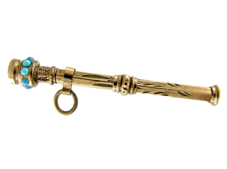 Victorian Gold Pencil Set with Turquoise