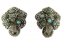 Theodor Fahrner Turquoise & Marcasite Silver Earrings