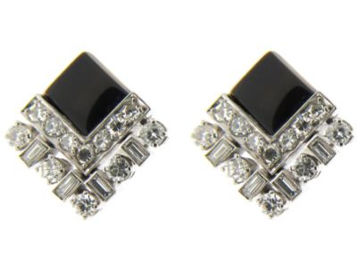 Onyx & Diamond Art Deco Earstuds
