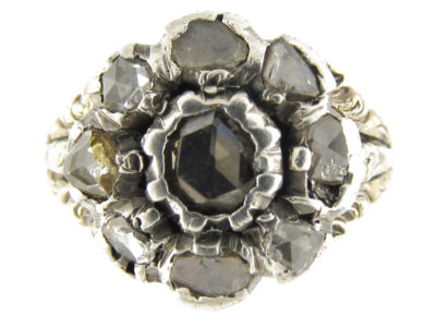 Georgian Rose Cut Diamond Cluster Ring