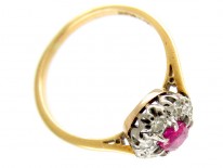 Ruby & Diamond Oval Cluster Ring