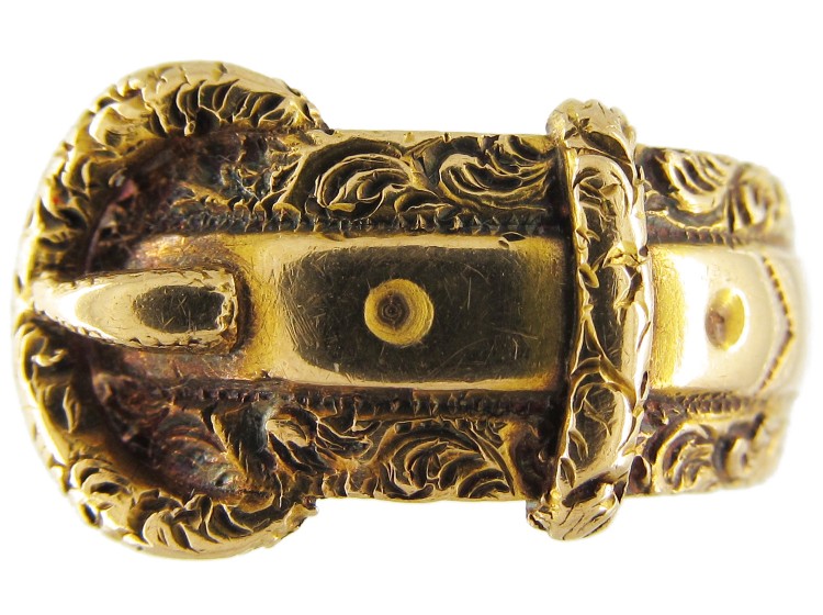 Victorian Engraved 18ct Gold Buckle Ring