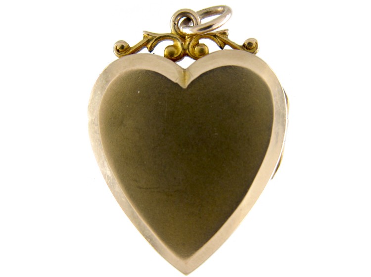 Gold Heart Shape Locket with Swallow Motif