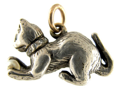 Diamond & Silver Cat Charm