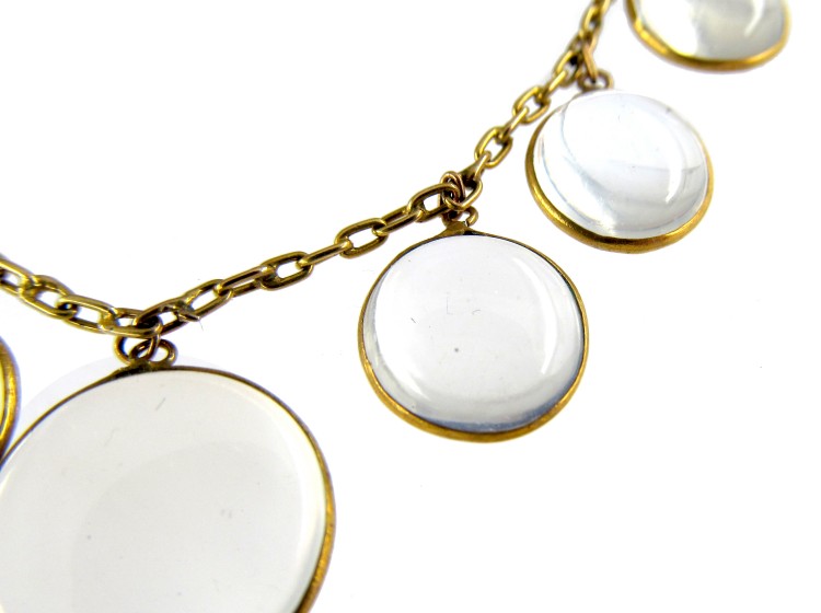 Edwardian Gold & Moonstone Round Drops Necklace