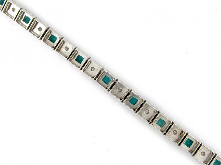 Emerald & Diamond White Gold Bracelet