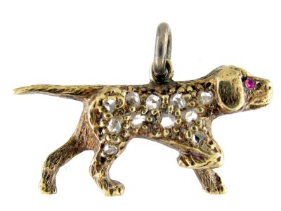 Diamond Set Hunting Dog Charm