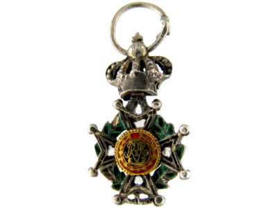 Gold Crown Top Maltese Cross Charm with Lion Motif