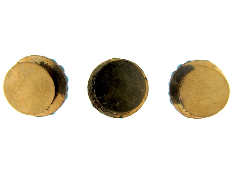 Three Gold Pavé Set Turquoise Studs in Original Case