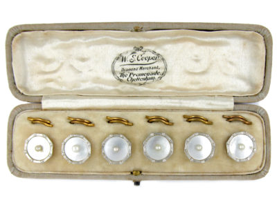 Mother of Pearl & Gold Buttons in Original Case