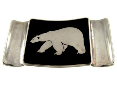 Polar Bear Silver & Enamel Brooch