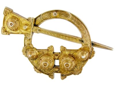 Celtic Silver Gilt Brooch by Waterhouse, in Original Case