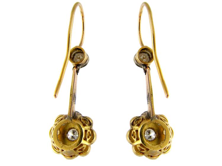 Edwardian Diamond Cluster Drop Earrings (970D) | The Antique Jewellery ...