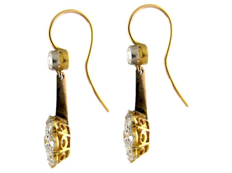 Edwardian Diamond Cluster Drop Earrings (970D) | The Antique Jewellery ...