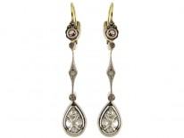 Art Deco Gold Diamond Drop Earrings