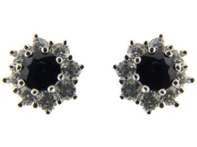 Sapphire & Diamond Cluster Earrings