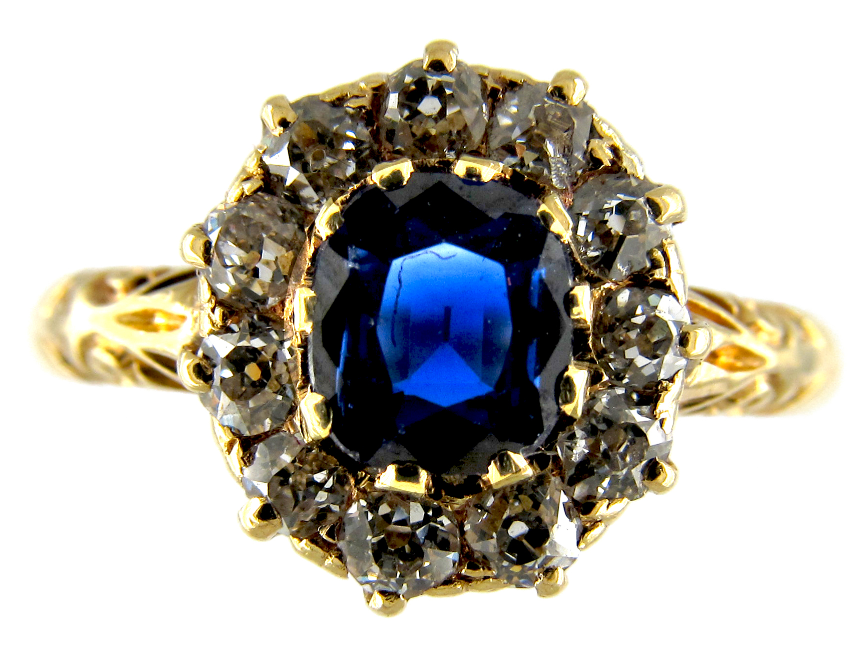 Diamond & Sapphire Cluster Ring (972D) | The Antique Jewellery Company