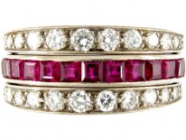 Diamond, Sapphire & Ruby Art Deco Flip-over Ring