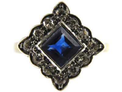 Sapphire & Diamond Shape Edwardian Ring