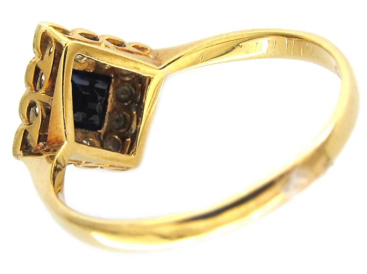 Sapphire & Diamond Shape Edwardian Ring