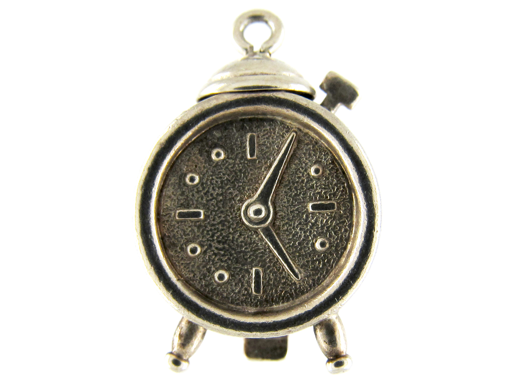Silver Clock Charm (448C) The Antique Jewellery Company
