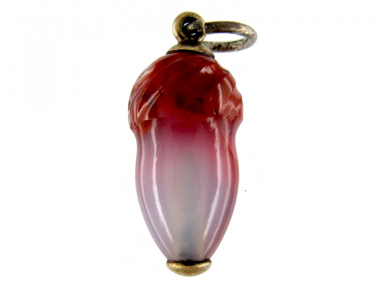 Victorian Carved Agate Acorn Charm