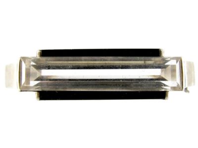 Rock Crystal Onyx & Silver Bangle