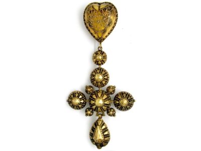 19th Century Very Large French Silver Gilt Cross, in Original Case
