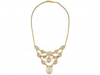 Art Nouveau Water Opal 15ct Gold Necklace