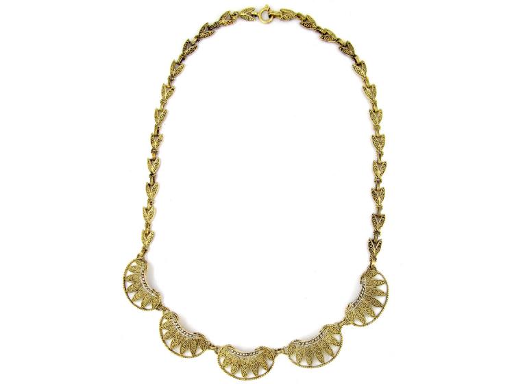 Theodor Fahrner Silver Gilt & Marcasite Necklace (5E) The Antique