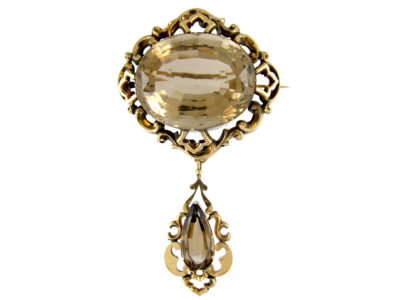 Victorian Gold & Citrine Drop Brooch