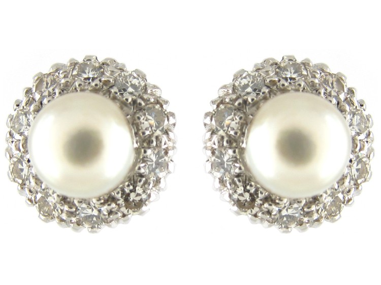 Diamond & Natural Pearl Round Earrings