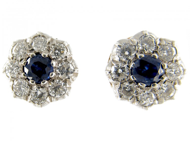 Sapphire & Diamond Cluster Earstuds