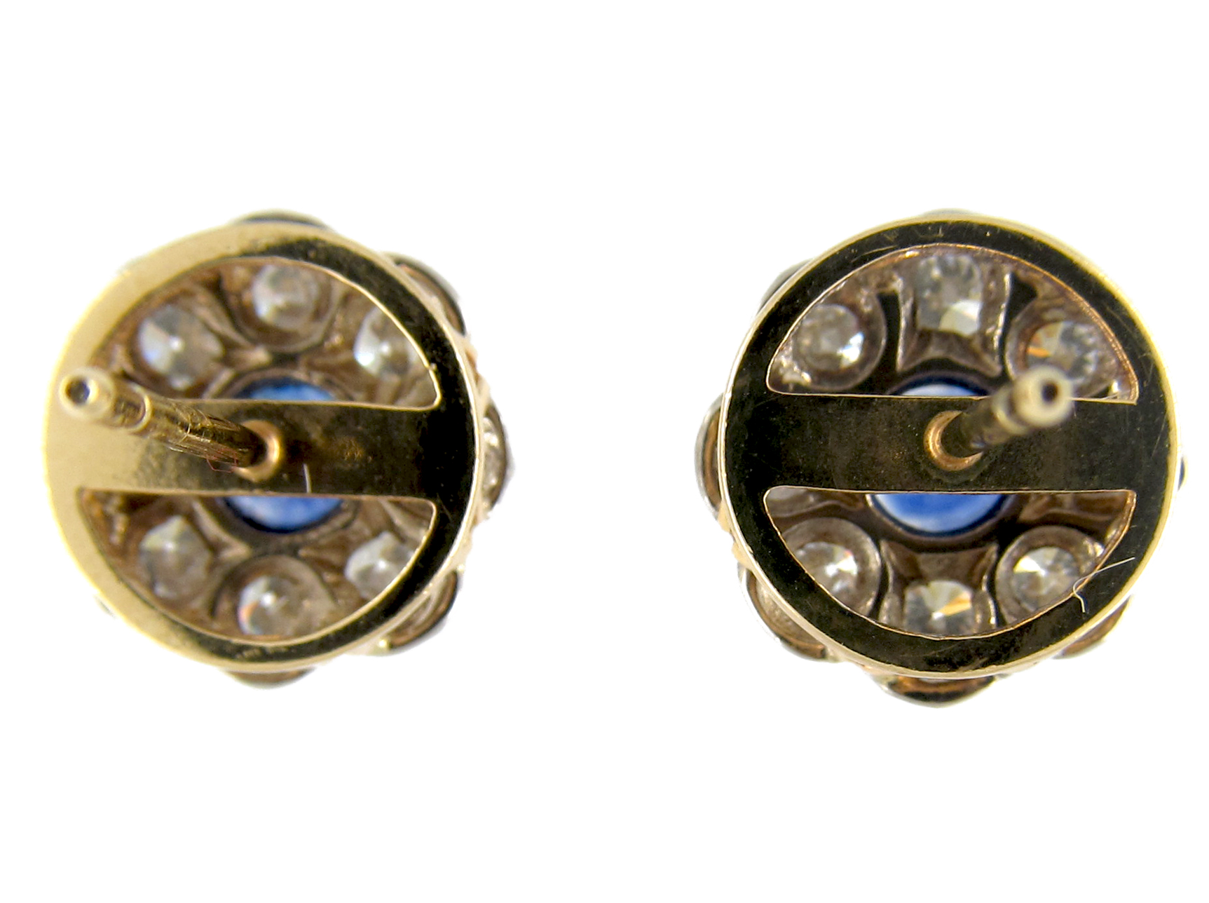 Sapphire & Diamond Cluster Earstuds (932D) | The Antique Jewellery Company