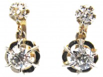 Two Stone Diamond Drop French Earrings